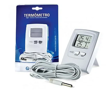 TERMOMETRO DE MAXIMA E MINIMA DIGITAL -20+70 INT -50+70 EXT COM CABO 2,3MT