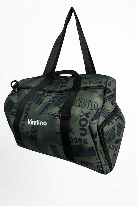 Mala Média de Viagem Estampada Verde Escuro