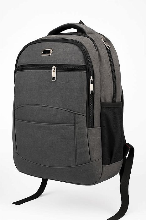Mochila Média Viagem avião Porta Notebook Squeeze, Trabalho, Escola, Cinza - Bazarou