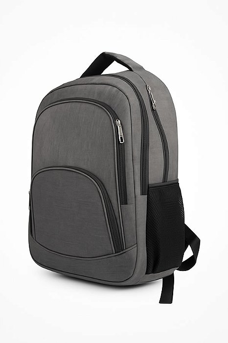 Mochila Escolar Trabalho, Porta Notebook e Squeeze  Cinza