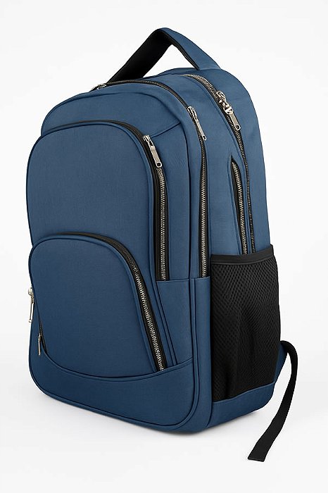 Mochila Escolar, Viagem, Faculdade Porta Notebook 15.6 e Squeeze  Azul- Bazarou