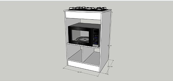 Projeto 3D online, Cozinha Cooktop em MDF Sob Medida