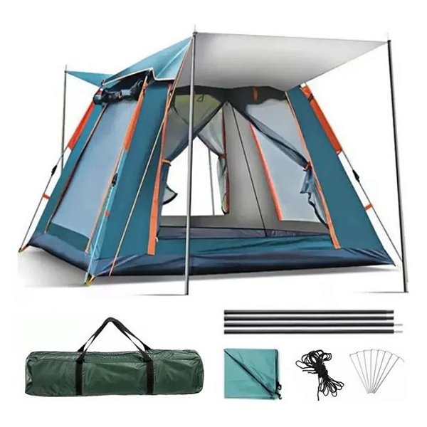 Barraca De Acampamento Grande Para 4/5 Pessoas 215x215x145cm Camping PortáTil Lux ImpermeáVel