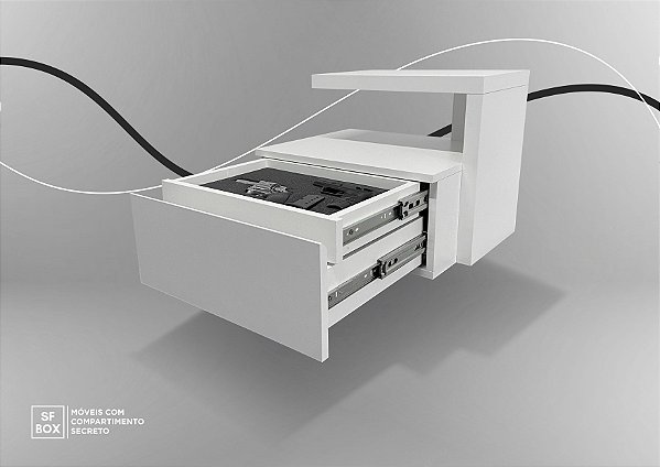 Mesa de Cabeceira em MDF com Compartimento Secreto Branco SFBOX