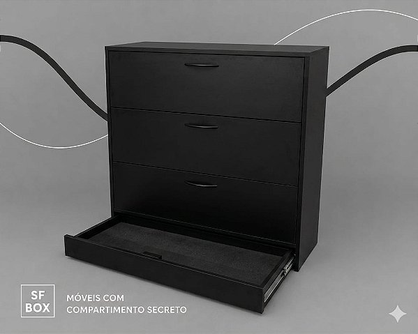 Cômoda em MDF com compartimento secreto SFBOX
