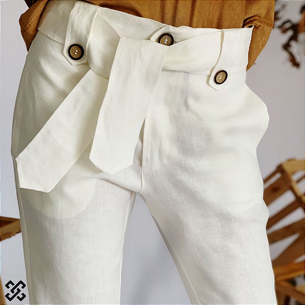 calça linho branca