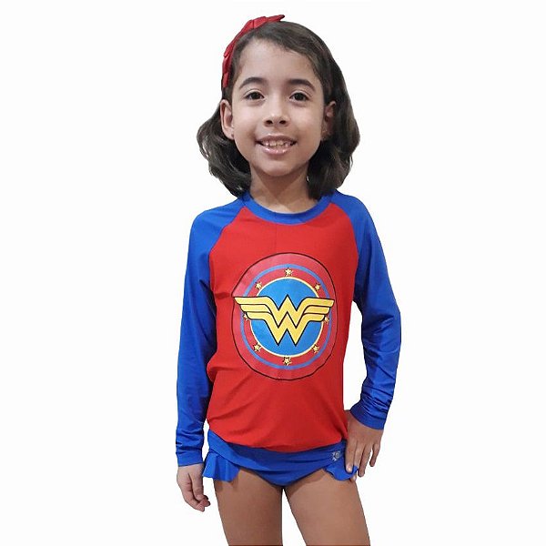 Conjunto UV com Biquini Super Heroína - Várias Cores