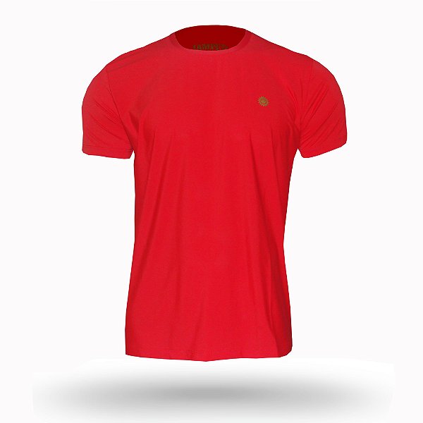 Camiseta Masculina Manga Curta com Proteção Solar UV 50+ Cor Vermelha