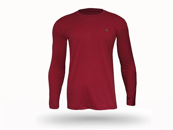 Camiseta Masculina Manga Longa com Proteção Solar UV 50+ Cor Bordeaux
