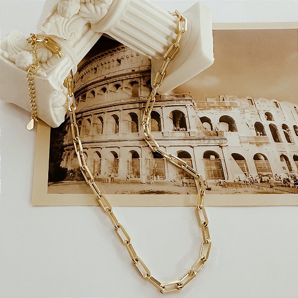 Colar Choker Elos Strive Banhado a Ouro 18k