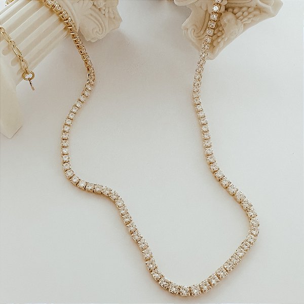 Colar Choker Riviera Refiné Banhado a Ouro 18k