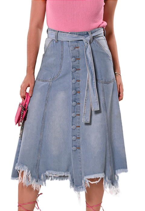 Saia Midi Jeans Slim