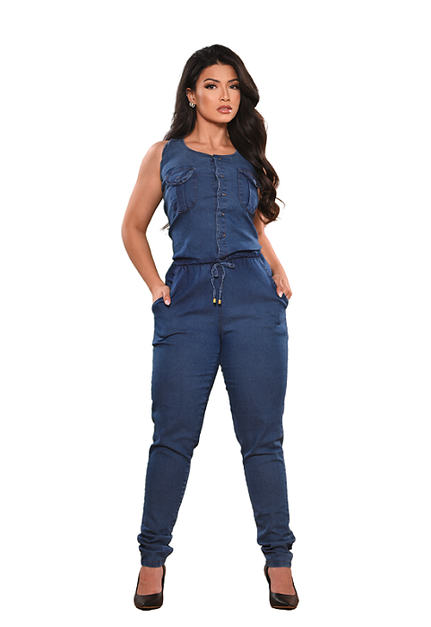 Macacão Jeans Slim Feminino