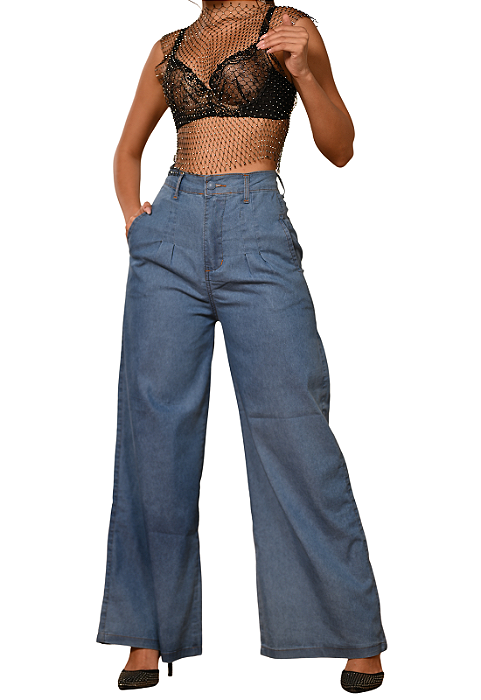 Calça Pantalona Jeans Slim