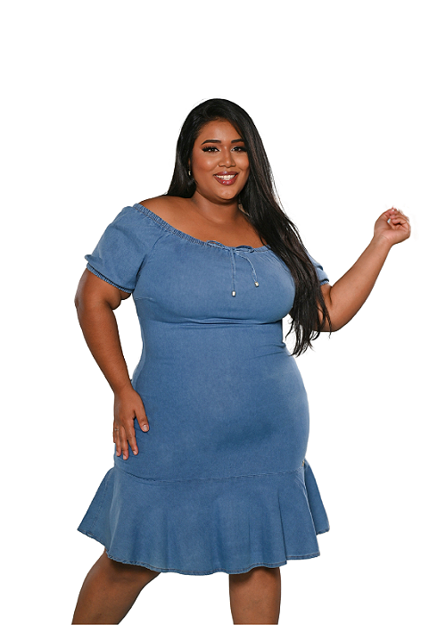 Vestido Ciganinha Jeans Plus Size