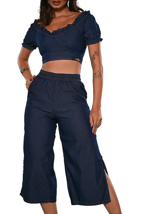 Calça Pantacourt Jeans Leve Slim