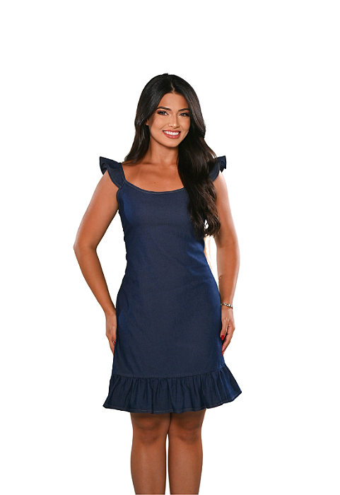 Vestido Curto de Alça Jeans Slim