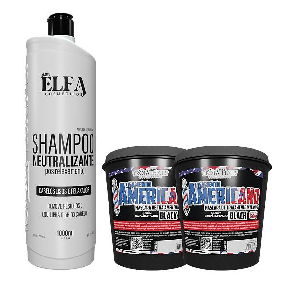 2 Alisamento Americano Black 500g / 1KG e Shampoo Neutralizante 1L