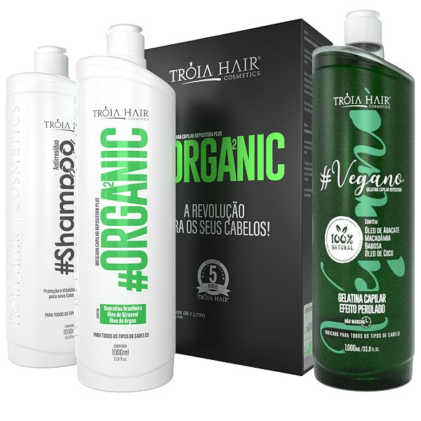 Kit Semi Definitiva Organic + Vegano 3x1000ml - Troia Hair