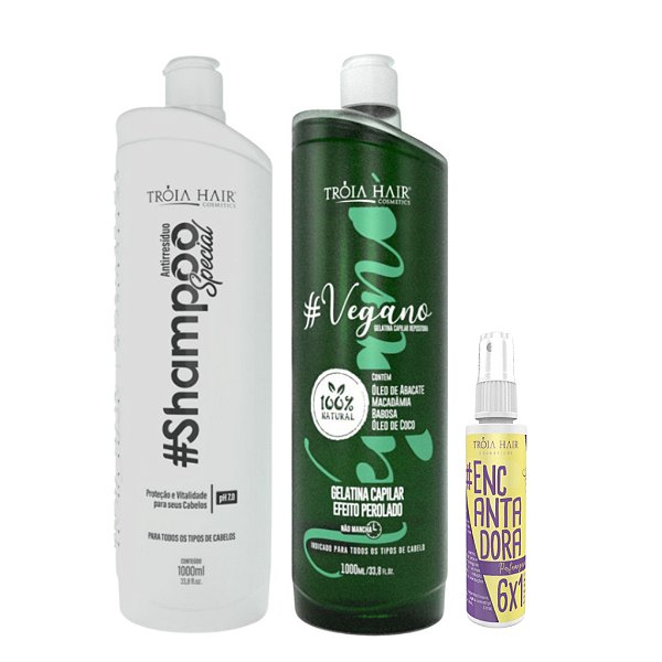 Kit Progressiva Vegana + Gloss Spray Encantadora 60ml Tróia Hair