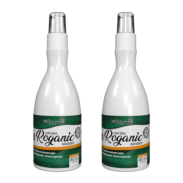 2 Tônicos Para Crescimento Roganic Hair Growth 80ml Tróia Hair