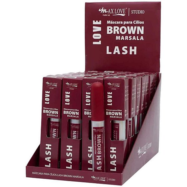 BOX C/28 MÁSCARA PARA CÍLIOS BROWN MARSALA Nº42 MAX LOVE VOLUME E DEFINIÇÃO