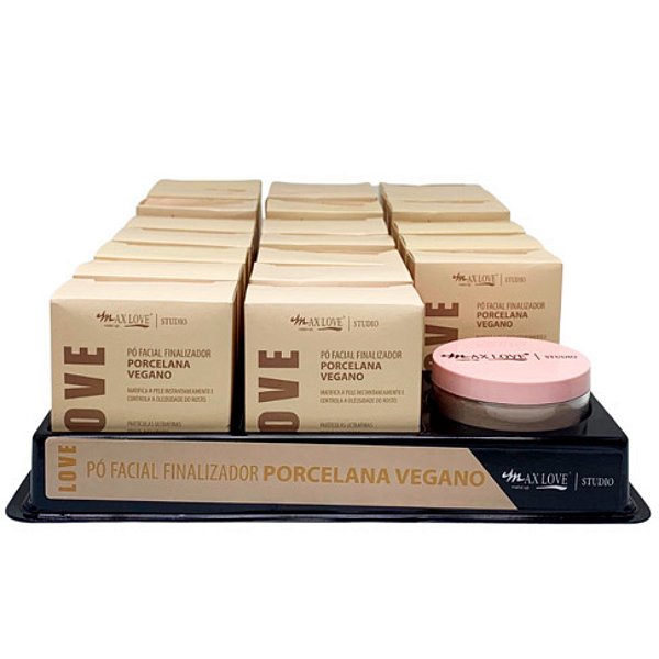 Box C/ 22un Pó Finalizador Porcelana Vegano 12g Max Love Porcelana Vegano