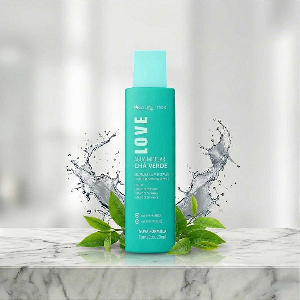 ÁGUA MICELAR CHÁ VERDE MAX LOVE — DEMAQUILANTE, HIDRATA E ACALMA A PELE 290ML