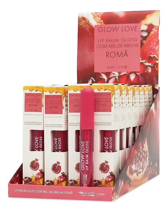 Box C/ 28 Un. Glow Love Lip Balm N° 415 Romã 5ml - Max Love
