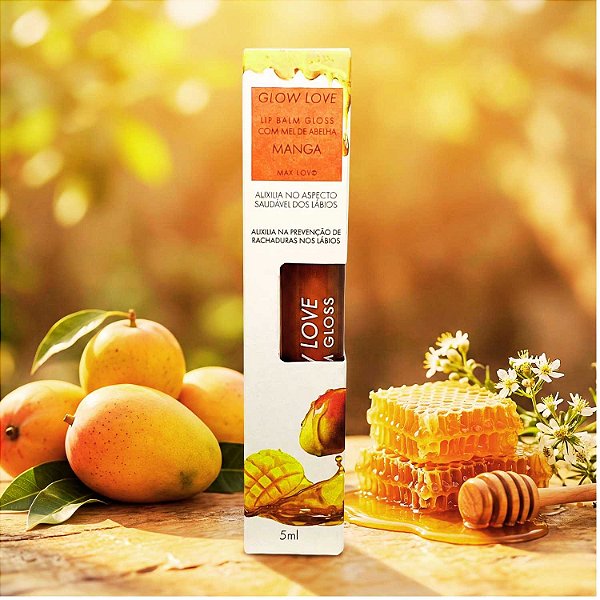 Glow Love Lip Balm Gloss com Mel de Abelha + Manga - Max Love