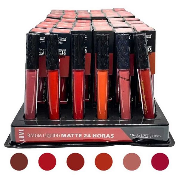 BOX 48 UN BATOM MATTE 24H MAX LOVE 4ML CORES 39 –44 — ALTA PIGMENTAÇÃO