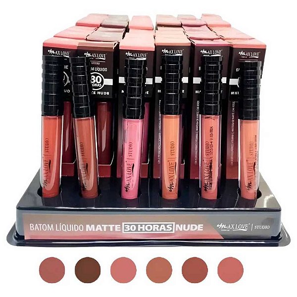 Box C/ 48un Batom Liquído 30 Horas Matte Nude Max Love 662 A 667
