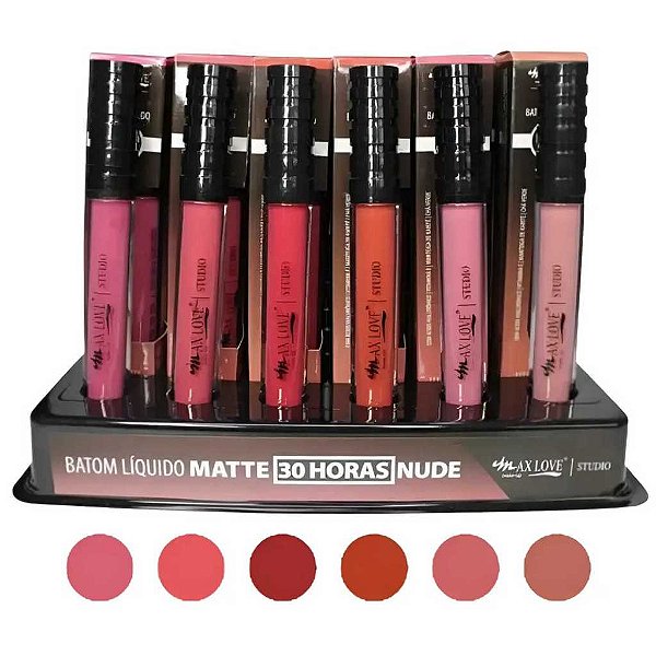 Box C/ 48un Batom Liquído 30 Horas Matte Nude Max Love 656 A 661