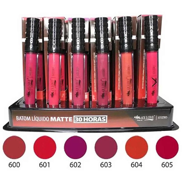 Box C/ 48un Batom Liquído 30 Horas Matte 600 A 605 Max Love