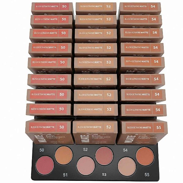 BOX C/ 30 BLUSH FACIAL ULTRAFINO MATTE À PROVA D’ÁGUA 10g — MAX LOVE