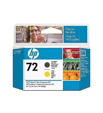 Cabeça Impressão HP 72 Preto Mate e Amarelo C9384A