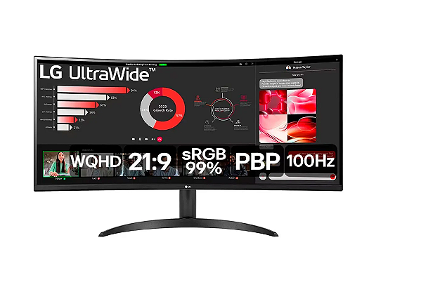 Monitor LG 34" 100Hz 5ms UltraWide Curvo 34WR50QC-B.AWZM - 3