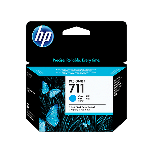 Cartucho de tinta HP 711 Ciano 29ml (3 unid) - CZ134AB