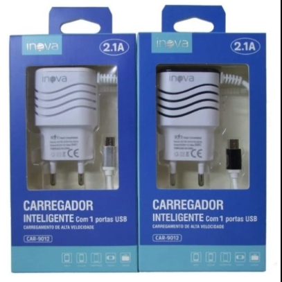 CARREGADOR V8 INOVA 2.1A CABO FIXO UMA SAIDA USB