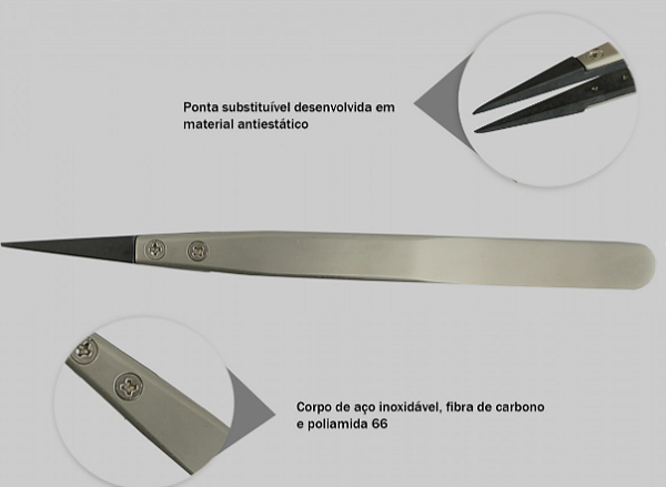 Pinça Antiestática 2 PONTAS RETA E CURVA JAKEMI