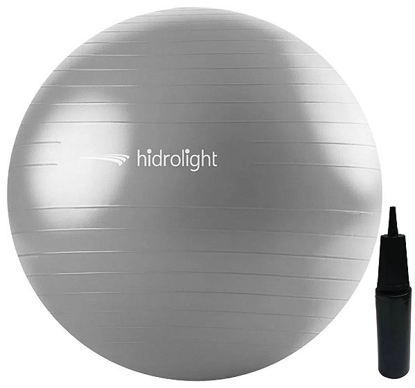 Bola Suiça para Pilates 75cm Hidrolight Cinza com Inflador