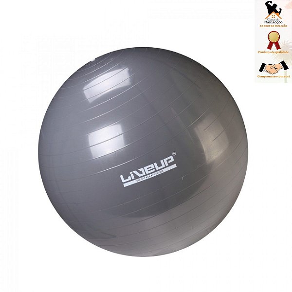 Bola Suiça para Pilates 85cm Liveup Cinza