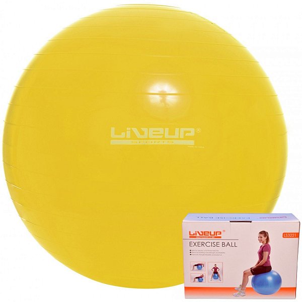 Bola Suiça para Pilates 75cm Liveup Amarelo c/ Bomba