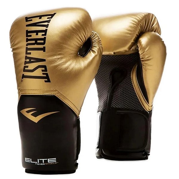 Luva de Boxe e Muay Thai Everlast Elite 12 Oz Dourado/Preto