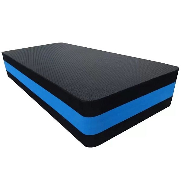 Step em EVA 90cm x 28cm x 10cm Preto e Azul