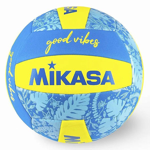 Bola de Vôlei Mikasa Padrão FIVB Good Vibes Azul e Amarelo