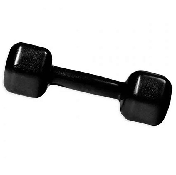 Halter Sextavado emborrachado 1kg preto - Casa da Musculação