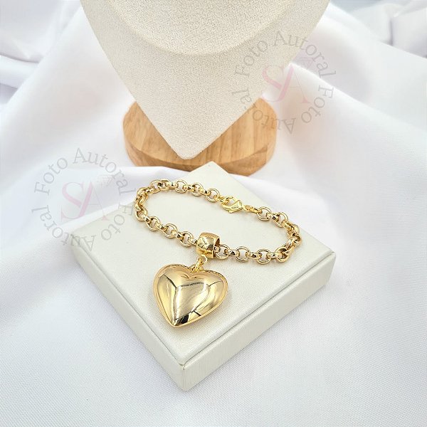 Pulseira Coração Dourado