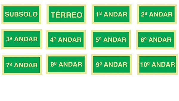 PLACAS FOTOLUMINESCENTES NUMERAÇÃO DE ANDAR