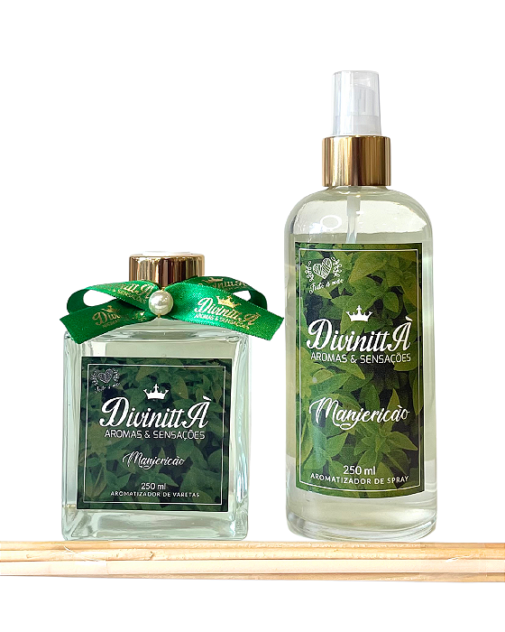 Kit Aromatizador Spray e Varetas - Manjericão
